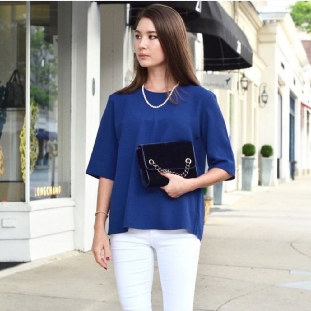 Everlane Blue Boxy Short-Sleeve Top